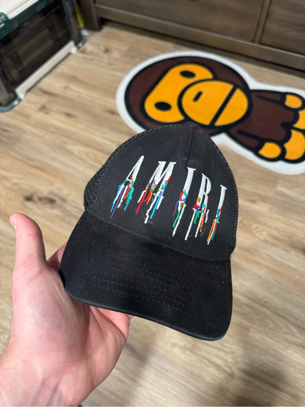 AMIRI Black Embroidered Paint Drip Core Logo Cap
